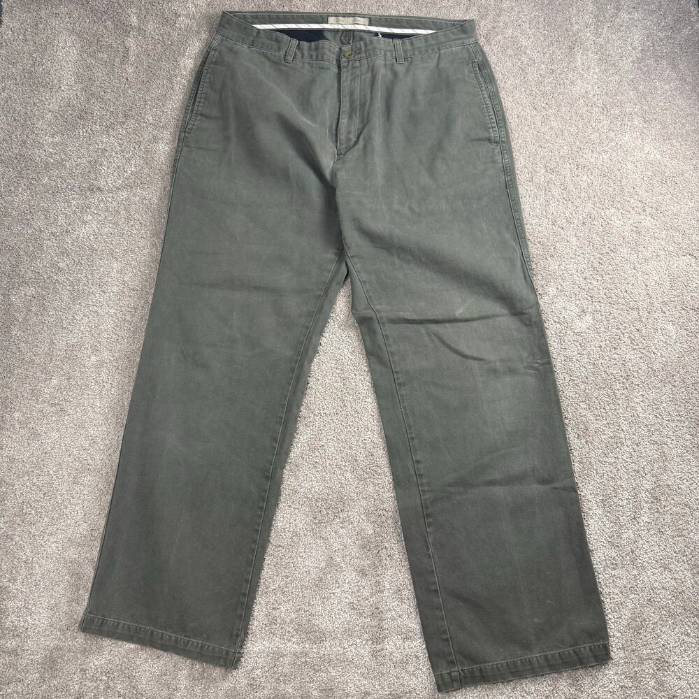 Calvin Klein Super Sandwash Twill Pants Size 36x30 Olive Flat Front Cotton